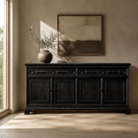 Buffet de luxe en bois massif chêne noir à 4 portes, armoire architecturale pour hôtel, villa, mobilier de maison