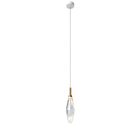 Lampe suspendue élégante en laiton et cristal, à tête unique, pour la décoration de chambre à coucher et de restaurant