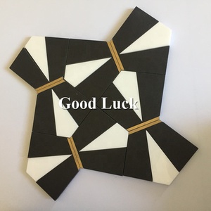 GGL đá bất thường màu đen trắng hỗn hợp đồng thau nước máy bay phản lực khảm đá cẩm thạch gạch cho tường trang trí trong những dịp khác nhau - Product Image 5