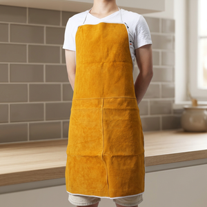 Leather Bib <b>Apron</b> Classic Style Durable for Daily <b>Cooking</b> Use Without Pockets - Product Image 3