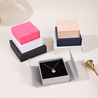 Nouveau design boîte à bijoux de luxe en carton rigide organisateur de bijoux 2 portes magnétique collier boucle d'oreille anneau boîte d'emballage cadeau