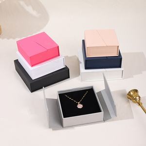 新款设计首饰盒豪华硬纸板珠宝收纳器<span class=keywords><strong>2</strong></span>门磁性项链耳环戒指礼品包装盒 - Product Image 4