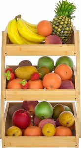 Grande cesto di frutta di bambù a 3 livelli supporto <span class=keywords><strong>moderno</strong></span> da cucina porta frutta porta pane verdure produrre casa di conservazione - Product Image 6