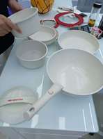 Nouvel ensemble de batterie de cuisine coréenne avec poignée amovible, comprenant poêle à frire, plat à four, marmite à soupe, casserole, crêpière et cocotte