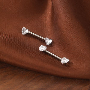 <span class=keywords><strong>Piercing</strong></span> de <span class=keywords><strong>sein</strong></span> en titane Lingchee, anneau de téton en titane avec zircone, bijoux pour femmes avec zircone en forme de cœur - Product Image 3