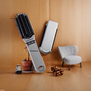 Travel Comb With <b>Mirror</b> Foldable Mini Cushion Hair Styling Tool Portable Silver 10-15Cm <b>Plastic</b> Beauty Care For Travel - Product Image 1