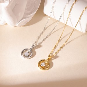 Collier Géométrique en Acier Titane pour Femme, Simple, Creux, Exquis, Chaîne Circulaire en Forme de Cœur pour Clavicule - Product Image 1