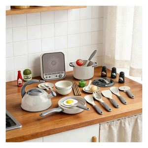 Ensemble de cuisine pour enfants : Coin petit chef avec évier, brûleur, étagère et armoire – Apprentissage créatif, divertissement à domicile, imagination - Product Image 6