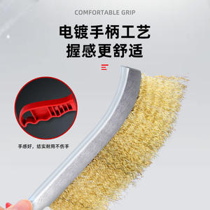 แปรงทำความสะอาดบาร์บีคิวแบบมือถือพร้อมแปรงกำจัดสนิมลวดรูปใบมีดสแตนเลสพร้อมด้ามจับพลาสติกสำหรับการตั้งแคมป์ - Product Image 4