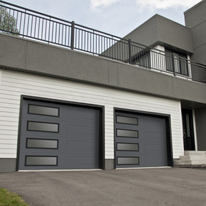 Portes <span class=keywords><strong>de</strong></span> <span class=keywords><strong>garage</strong></span> sectionnelles modernes américaines en acier galvanisé, isolées, 9x8, avec panneau en verre coulissant, <span class=keywords><strong>prix</strong></span> 2022 - Product Image 1