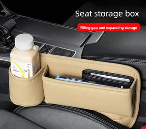 Organisateur de siège de voiture de luxe avec porte-gobelet, accessoire pour siège de voiture, accessoires latéraux pour siège de voiture, boîte de rangement en cuir PU pour l'espace entre les sièges - Product Image 1