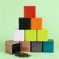 Boîtes en métal carrées imprimées en gros pour vêtements, pots de rangement en métal pour café, biscuits, thé, matcha, bonbons, épices, cadeaux de la Saint-Valentin
