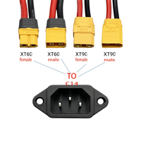 Câble d'alimentation Amass XT90 XT60 vers prise IEC C14 à montage sur panneau, cordon isolé en PVC pour chargeur de batterie