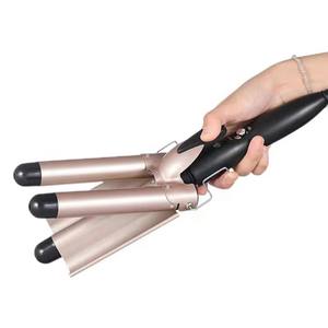 Rizador de hierro de 3 barriles, rizador dorado profesional, Hierro de cerámica, calentamiento rápido, tres tubos de hierro de herramienta en forma de onda, palo de peinado - Product Image 2