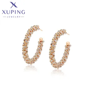 X000763598 xuping bijoux mode simple boucle d'oreille couleur or 18 carats strass femmes doux haut de gamme en gros classique mignon boucle d'oreille