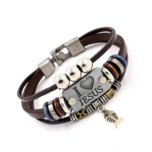 Q749 te amo Jesús Vintage <span class=keywords><strong>de</strong></span> cuero muñeca banda cuerda cristiana <span class=keywords><strong>pulsera</strong></span> ajustable pulseras y brazaletes - Product Image 5