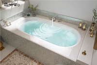 Baignoire encastrable de différentes tailles, baignoire acrylique encastrable de 1,2 m, forme ovale transparente, baignoire de douche pour hôtel, projet commercial