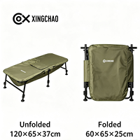 Lit de pêche tout-terrain stable à six pieds pliables, antidérapants, légers et pliables pour les activités de pêche à la carpe en bord de rivière