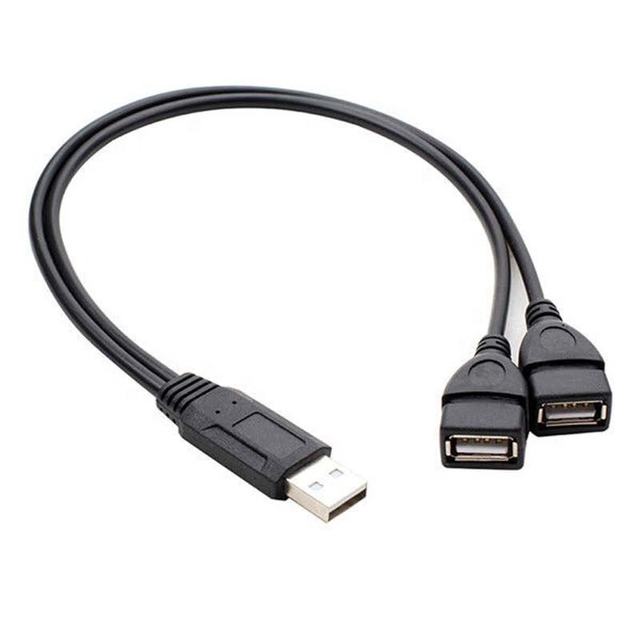 Hot USB 2.0 Power Enhancer 1 Male to 2 Female Adapter USB A Cord 2 Port Hub Adapter 35CM USB Y Splitter Cable