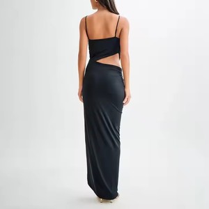 Vestito aderente da donna vestito da donna <span class=keywords><strong>con</strong></span> bretelle ritagliate <span class=keywords><strong>con</strong></span> bretelle tinta unita <span class=keywords><strong>con</strong></span> lato alto Modulare Casual senza schienale lungo abito aderente - Product Image 4