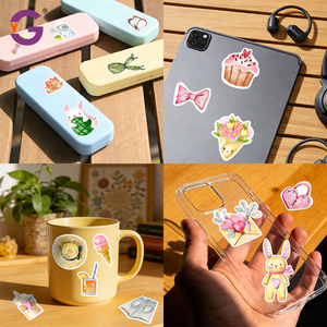 Autocollants personnalisés colorés découpés à la forme pour décorer l'ordinateur portable, le téléphone et les gobelets, avec support en carton et emballage en sachets OPP - Product Image 6