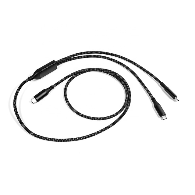 2026 New Design 5A 20V 100W Nylon Braided Type-C to Dual USB-C Fast Charging Data Cable&Custom Logo for Mobile Phone Accessories