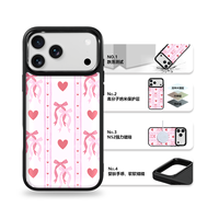 Coque de téléphone AG Feeling Black Edge avec motif nœud papillon doré et motif cœur pour iPhone 17, 17 Pro Max, 16 Pro, 15 – Coque magnétique