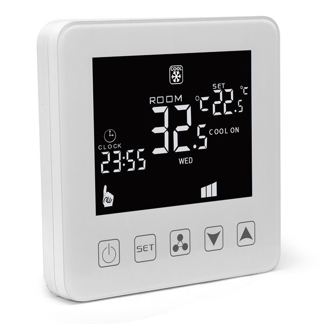 HY08AC-2 Touchscreen Display FCU Thermostats Temperature Wifi HVAC System & Parts 2/4 Pipes Fan Coil Room Thermostat