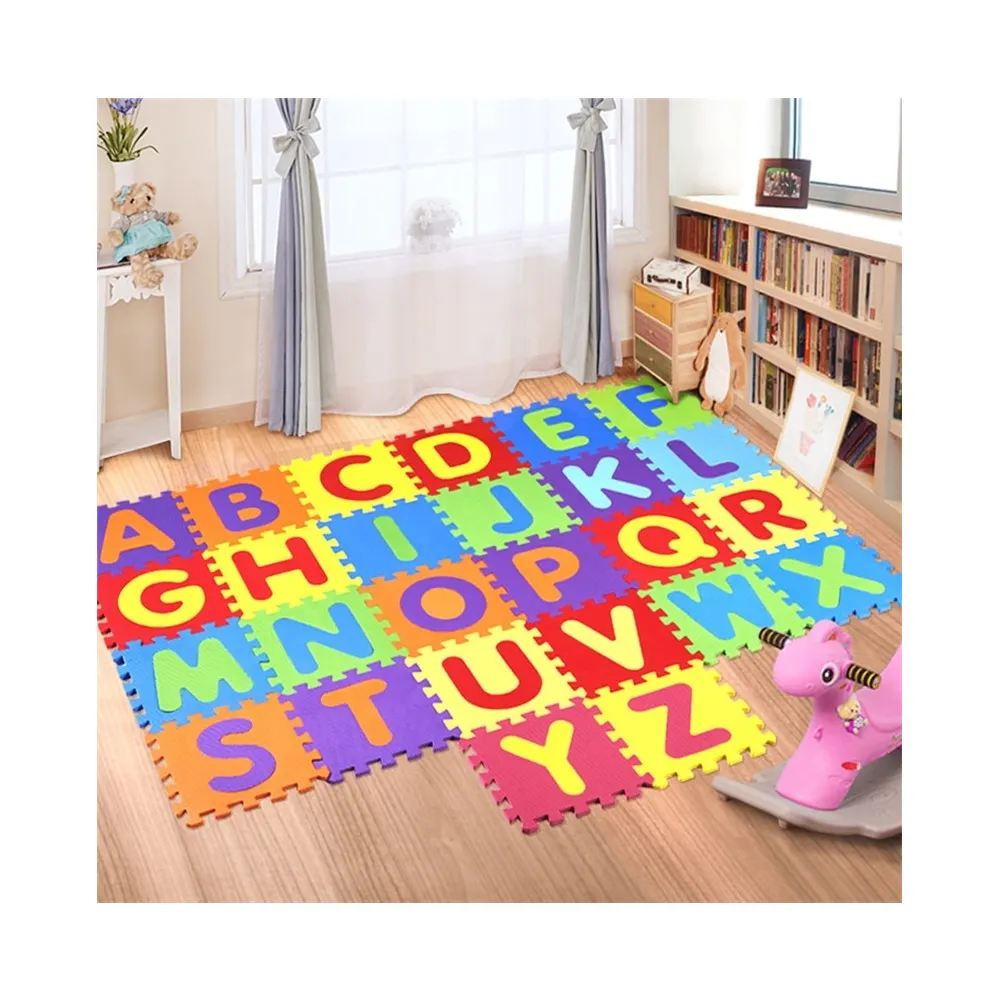 Honloy New Animal Alphabet Kids Natural Cloud Plastic Puppy Circle Floor Patterned Children Play Mat Eva Puzzle Mat