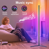 Lampe sur pied LED intelligente moderne pour salon et jeux, avec télécommande RGB et contrôle par application, synchronisation musicale, éclairage d'angle et minuterie