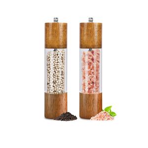 Customized Eco-Friendly USB Powered Rechargeable Lithium Battery Salt and <b>Pepper</b> <b>Grinder</b> Wood Top for Travel - Product Image 1
