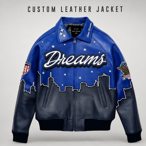 Blouson Bomber en Cuir Véritable OEM avec Broderie Personnalisée, Fermeture Éclair, Marque Privée, Rembourré, Style Streetwear, Vente en Gros Automne, Veste en Cuir pour Homme - Product Image 1