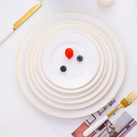 Assiette plate ronde en céramique blanche unie de luxe minimaliste de haute qualité pour la vente en gros, 6/8/9/10 pouces, plat de service pour dîner, pour hôtel et maison