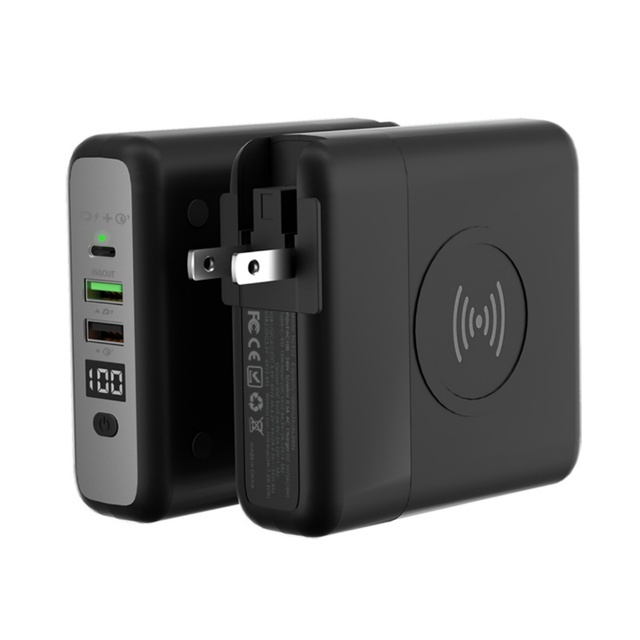 Universal Electric Travel Power Bank for Wireless Charging 10000mAh Fast Charger 15W UK/EU/AU/US Wall Plug