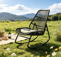 Fauteuil à bascule en rotin PE toutes saisons, dossier ergonomique, chaise longue portable pour patio, appartement, balcon, école - Vente en gros