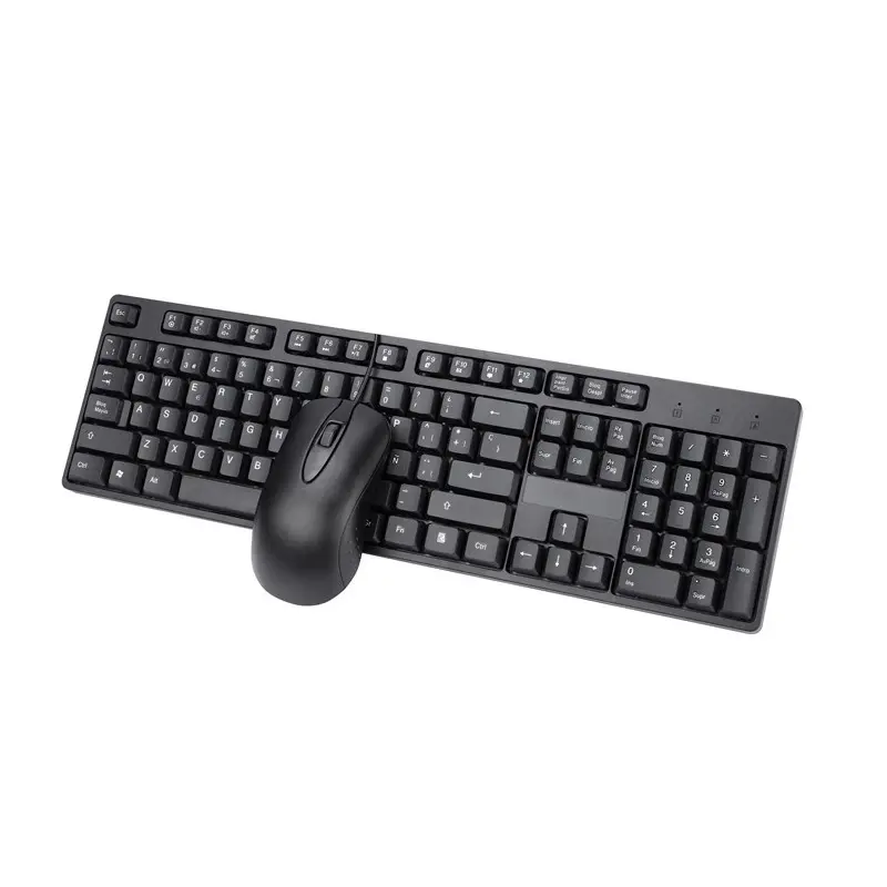 Spanish Keyboard and Mouse for home office 104 keys PC Accessories for Computer Laptops Spain Wired Black Color