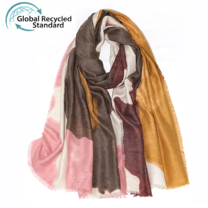 Best Verkopende Duurzame Eco-Vriendelijke Geverfde Kalkoen Hijab Recycle Polyester Sjaals Sjaal Voor Dames