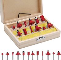 Ensemble de 12 fraises à bois en carbure pour contreplaqué de petite taille avec tige de 1/4 pour la découpe, la gravure, le fraisage, personnalisable