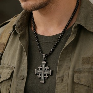 Collier avec pendentif croix de Jésus en acier inoxydable pour hommes et femmes, croix orthodoxe Vintage avec chaîne, bijoux religieux chrétiens, cadeaux - Product Image 6