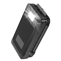 Nouvelle lampe torche LED portable sans fil solaire étanche 2025 pour l'extérieur, double USB, batterie Li-polymère grande capacité 20000mAh, banque d'alimentation