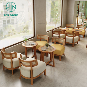 Cafe Vòng cà phê bằng gỗ Cửa hàng đồ nội thất nhà hàng đặt bàn và ghế cho nhà hàng với bảng - Product Image 1