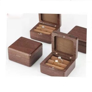 Walnut Wood <b>Ring</b> Box 6x6x4.5cm Square Luxurious Jewelry <b>Storage</b> For Wedding Diamond <b>Rings</b> - Product Image 3