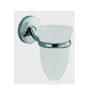 Zinc Alloy Chrome Wall-Mounted Classic Design Tumbler Holder with <b>Glass</b> Cup <b>Bathroom</b> Set - Product Image 4