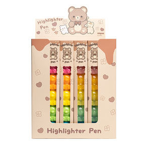 ชุดปากกาไฮไลท์มินิ บาบาโอ แบร์ หัวตัดเฉียงและหัวแบน สำหรับใช้ในโรงเรียน 5 สี ดีไซน์การ์ตูนน่ารัก - Product Image 1