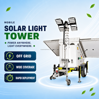 Tour d'éclairage mobile solaire étanche avec mât de 7 mètres pour extérieur, remorque de sécurité à déploiement rapide, fonctionnement 24h/24 et 7j/7