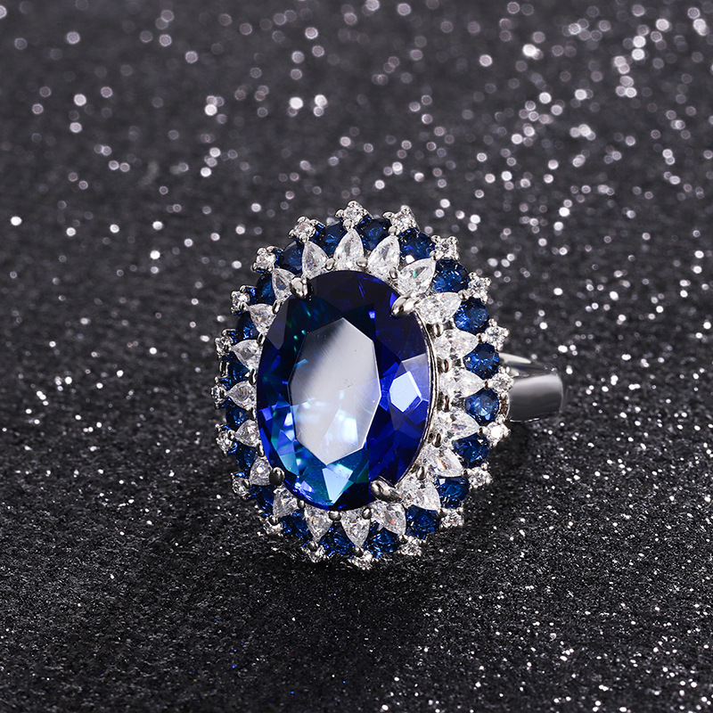 Bague en verre bleu