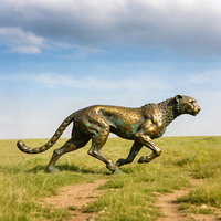 Statue de taureau, d'ours, de guépard, de léopard en métal, laiton, bronze noir, grandeur nature, personnalisée, pour extérieur, jardin, centre commercial, à vendre