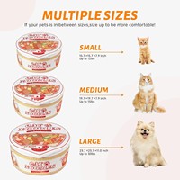 Lit pour chat rond en peluche imprimé en forme de ramen, type fermé, style ramen japonais, double usage, chaud, amovible, lavable, pour usage intérieur en hiver