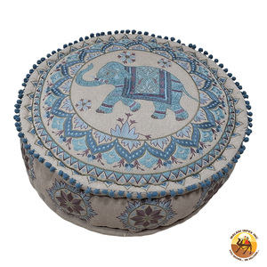 โมเดิร์นBohoอินเดียแฮนด์เมดผ้าฝ้ายปักพื้นpoufตกแต่งเท้าโบฮีเมียนpoufs - Product Image 6
