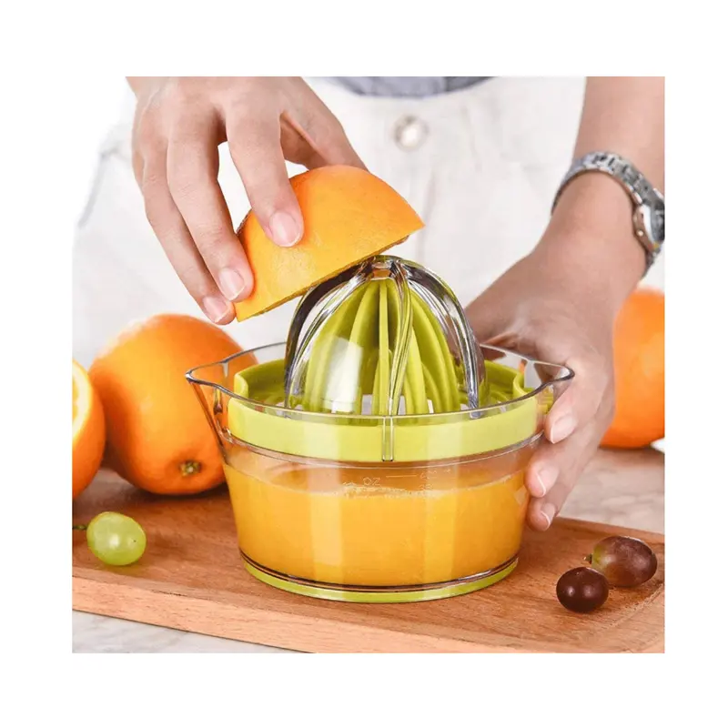 In stock manual citrus Juicer press Manual hand squeezer with built in measuring cup and grater Plastic juice squeezer